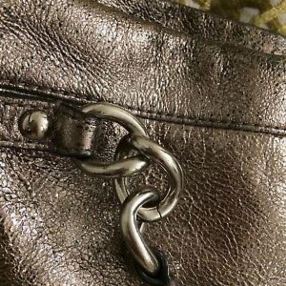 Leather Metallic Coach Bag (pewter) - Picture 6 of 8